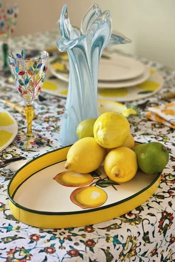 صينية بنقشة ليمون مطلية يدويًا حديد