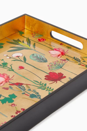 Floral Lacquered Tray in Wood