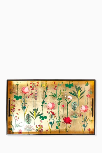 Floral Lacquered Tray in Wood