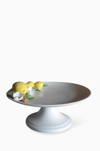 Lemon Cake Stand in Hand-painted Ceramic