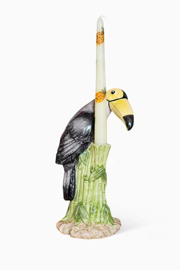 Tucan Candlestick Holder in Hand-painted Ceramic