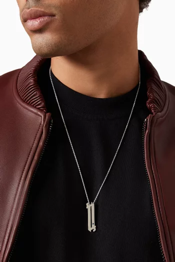 Arabic Letter "Alef" Sapphire Pendant Necklace in Sterling Silver