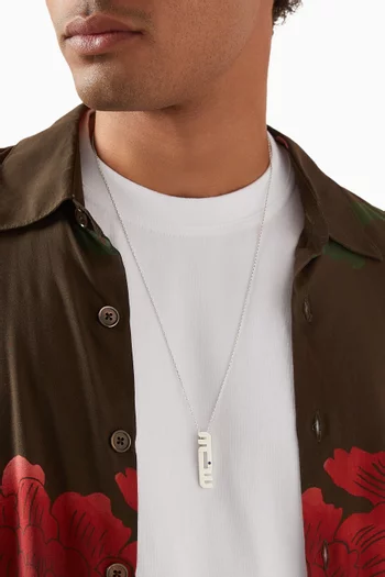 Arabic Letter "Seen" Sapphire Pendant Necklace in Sterling Silver