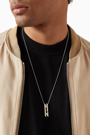 Arabic Letter "Ein" Sapphire Pendant Necklace in Sterling Silver