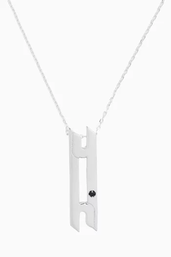 Arabic Letter "Ein" Sapphire Pendant Necklace in Sterling Silver