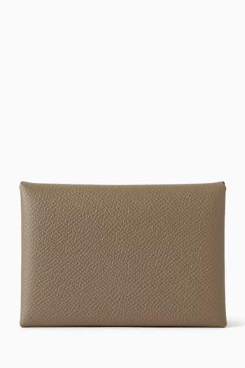 حافظة بطاقات كالفي بتصميم مزدوج جلد ايبسوم غير مستعملة