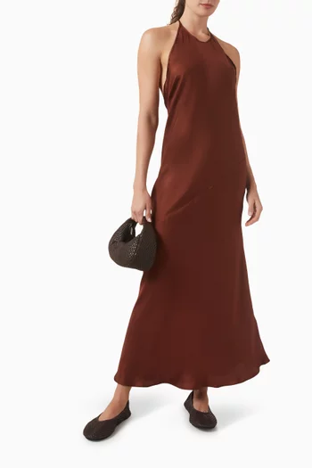 Halter Midi Dress in Silk Twill