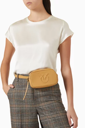 حقيبة خصر بشعار طيور الحب جلد