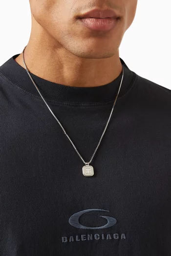 Nano Square Long Necklace in Brass