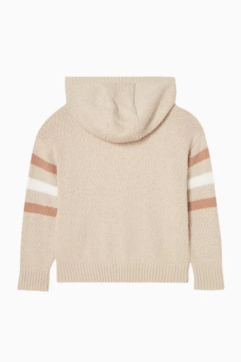 كنزة بغطاء رأس بشعار الماركة نسيج قطن