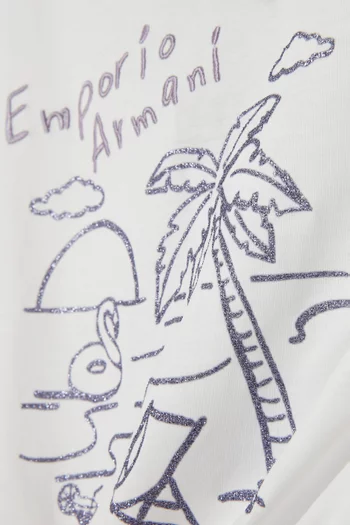 Beach-print T-shirt in Cotton