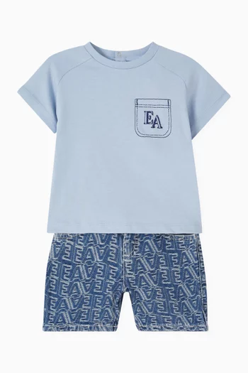 Printed Shorts in Denim