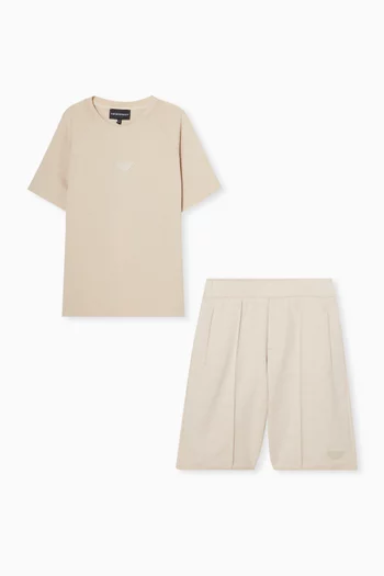 Logo T-shirt & Shorts Set in Cotton