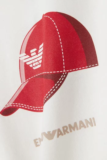 Baseball Hat-print T-shirt in Cotton