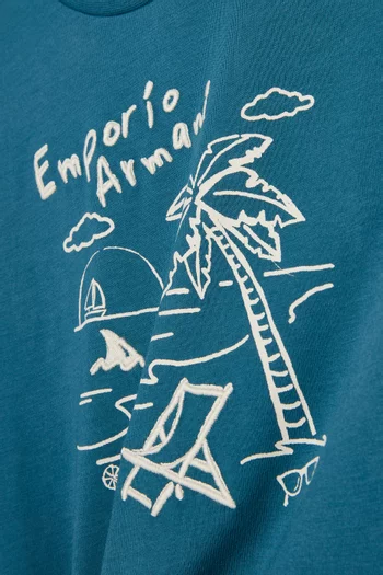 Beach Print T-shirt in Cotton
