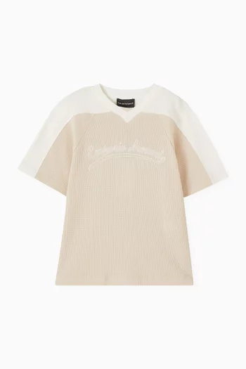 تي شيرت بطبعة شعار الماركة قطن