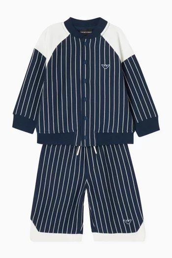 Striped Button Down Sweatshirt in Cotton