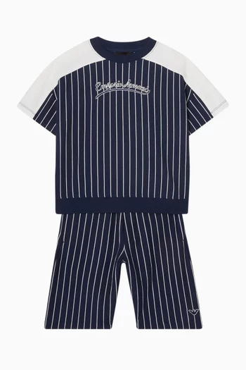 Logo Striped Co-ord Set in Cotton