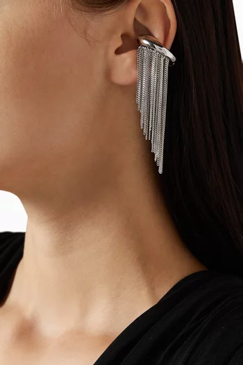 قرط منفرد إيسا يحيط بالأذن مرصع بالكريستال نحاس مطلي فضة