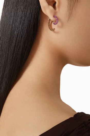 أقراط لونا ميني مرصعة بكريستالات بافيه نحاس مطلي ذهب عيار 12‏