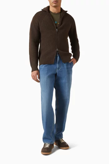 Delta Zip Knit Sweater in Wool