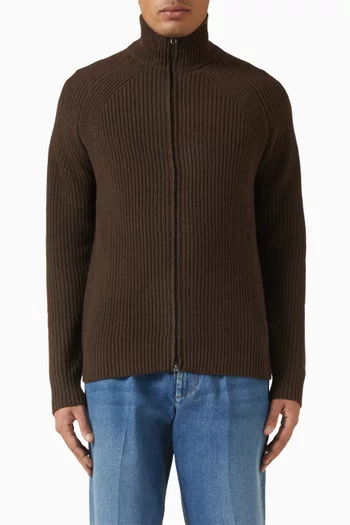 Delta Zip Knit Sweater in Wool