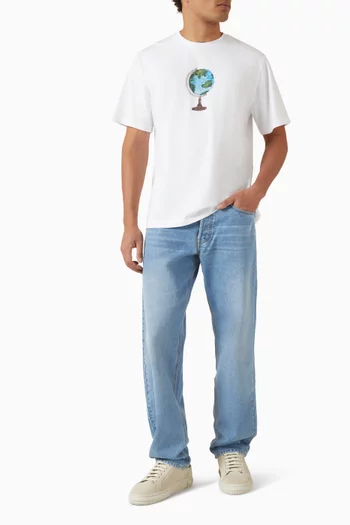 تي شيرت بطبعة كرة أرضية قطن عضوي