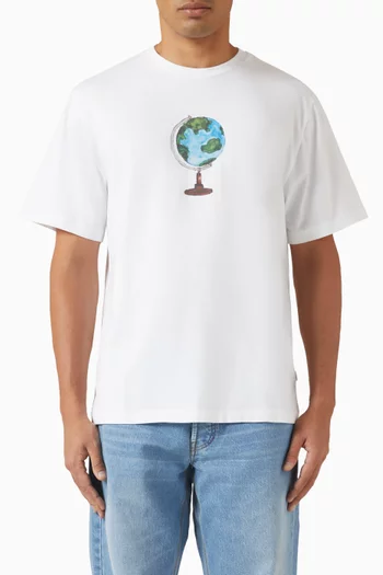 تي شيرت بطبعة كرة أرضية قطن عضوي