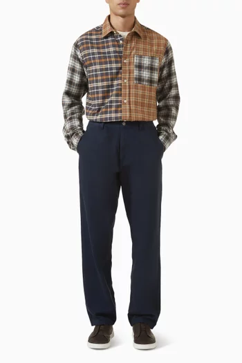 قميص كريك بنقشة مربعات متباينة