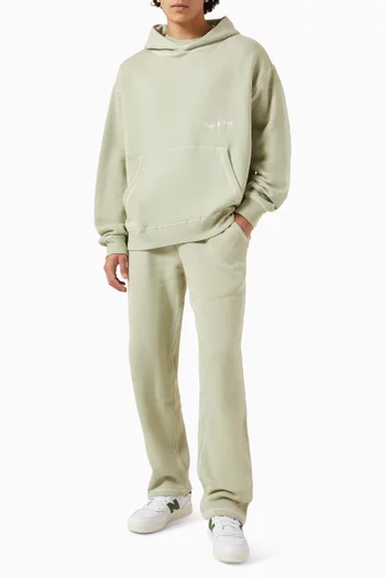 بنطال رياضي بحياكة معكوسة وشعار الماركة قطن