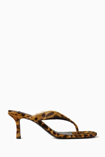 Farah Leopard-print Thong Sandals in Pony Hair