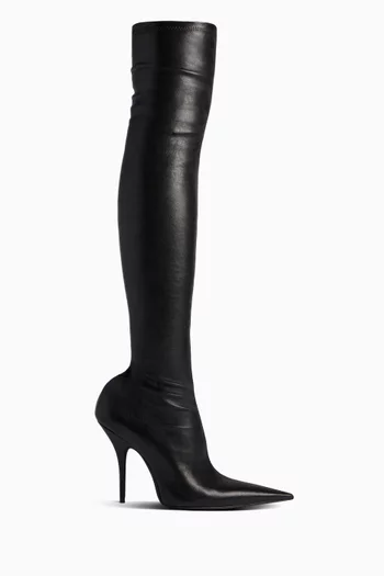 حذاء بوت أفينيو بكعب 110 مم جلد ماعز نابا مطاطي