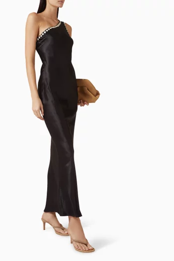 فستان كيرستي بأزرار ستان