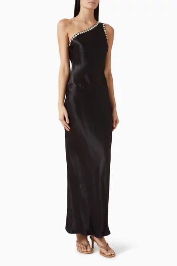 فستان كيرستي بأزرار ستان