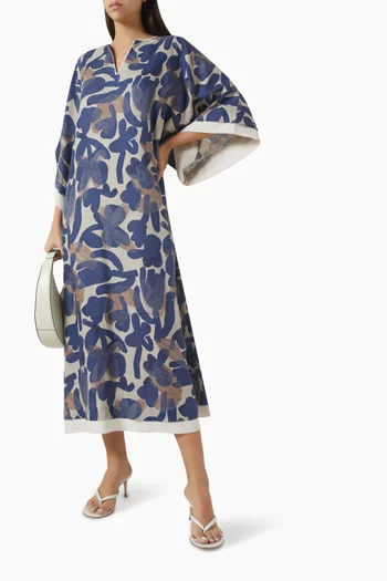Dalia Printed Dress in Linen