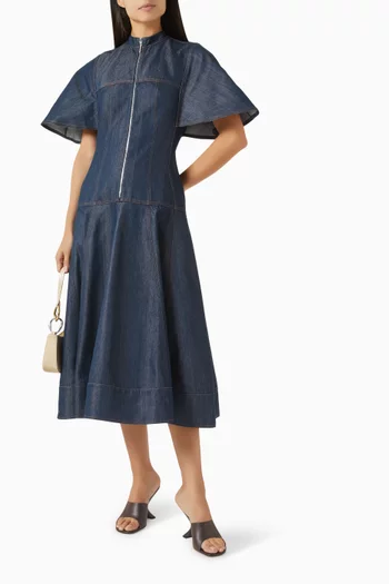 Weston Zip Midi Dress in Denim