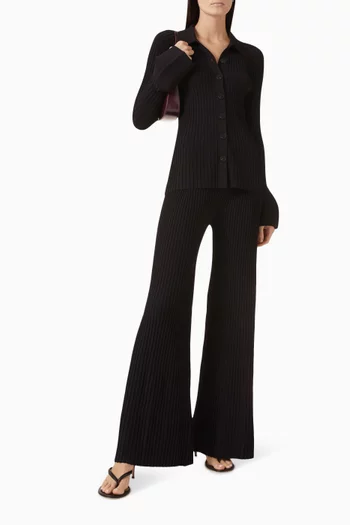 Boda Rib-knit Wide-leg Pants