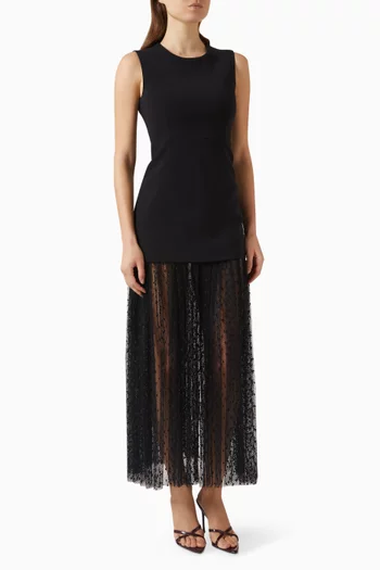 Simonete Sheer-hem Dress in Crepe