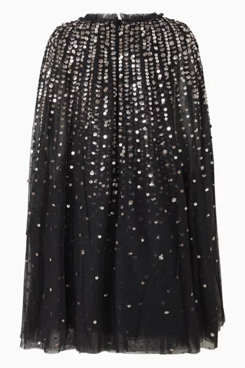 Moonlight Sequin Cape Dress
