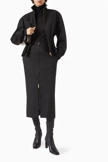 جاكيت بياقة عالية قطن مزدوج