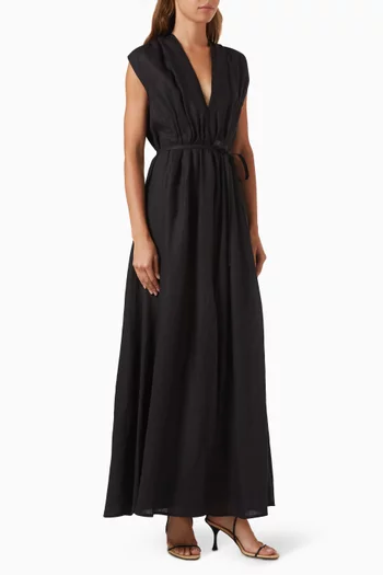 فستان كتان بحزام