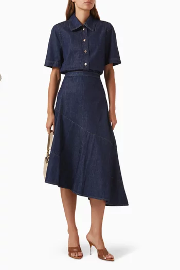 تنورة بقصة غير متماثلة دينم