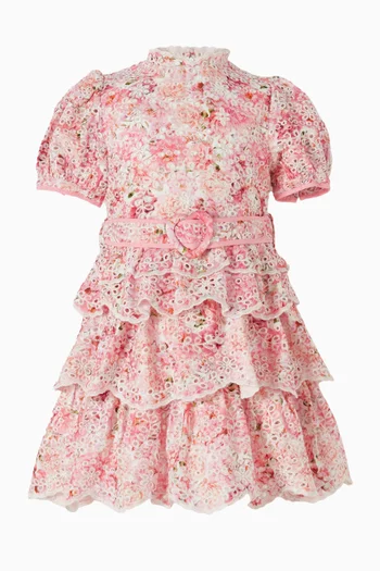 Julietta Embroidered Mini Dress in Cotton