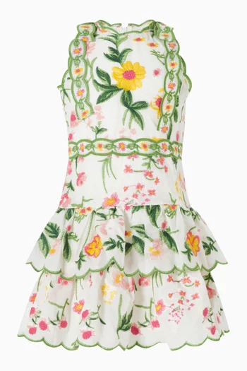 Kaylee Embroidered Mini Dress in Cotton