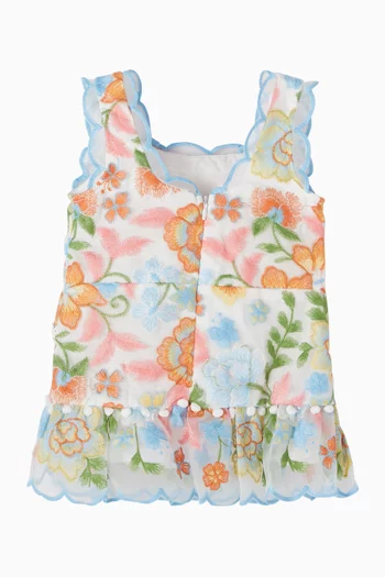 فستان بيانكا قصير مزين بتطريزات