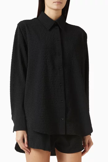 قميص بقصة فضفاضة قماش سيرساكر