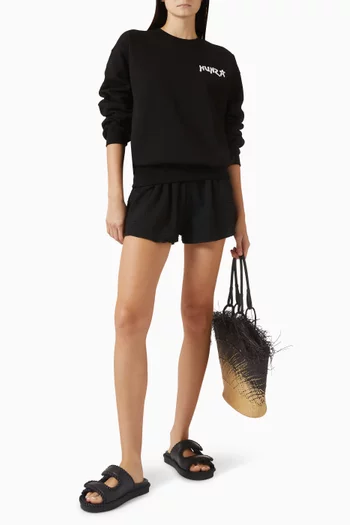 سويت شيرت مطرز بشعار الماركة صوف قطني