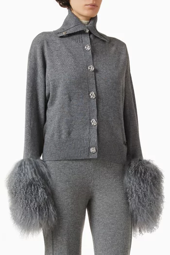 High-neck Cardigan in Wool-cashmere