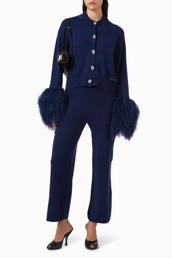 High-neck Cardigan in Wool-cashmere