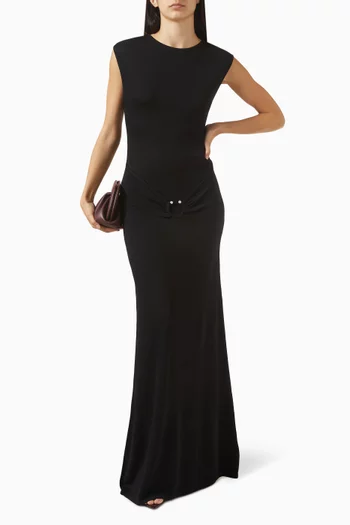 The Metal Detail Boat-neck Maxi Dress